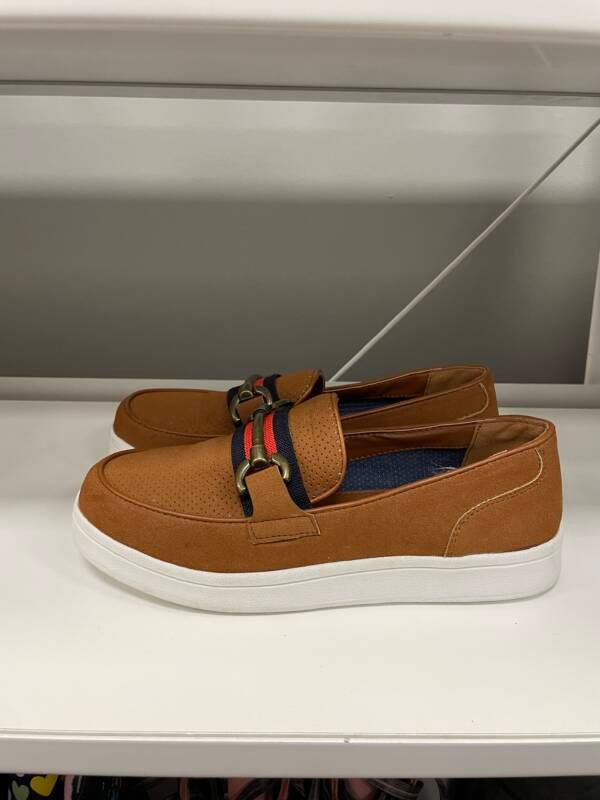 Men’s Tan Casual Loafers with Striped Band & Metal Bit - Image 2
