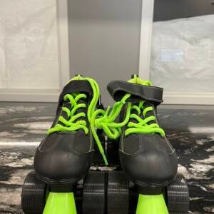 Black & Neon Green Classic Quad Roller Skates