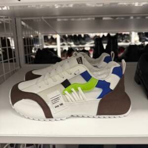 Men’s Multicolor Street Style Sneakers - White/Brown/Blue/Neon