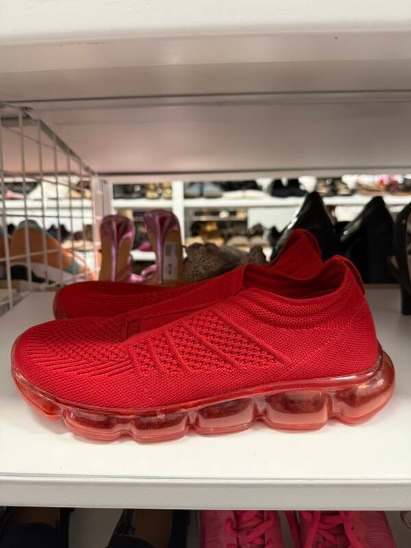 All-Red Slip-On Knit Lifestyle Sneakers - Image 2