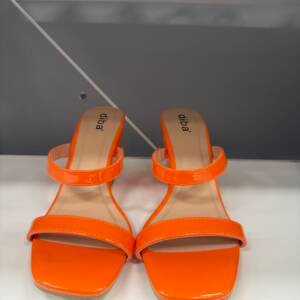 Diba Bright Orange Patent Strappy Heeled Sandals