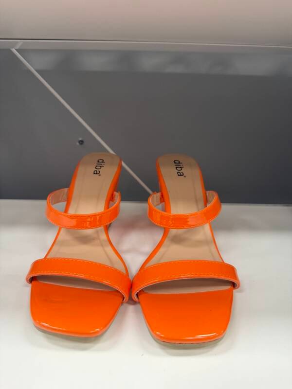 Diba Bright Orange Patent Strappy Heeled Sandals