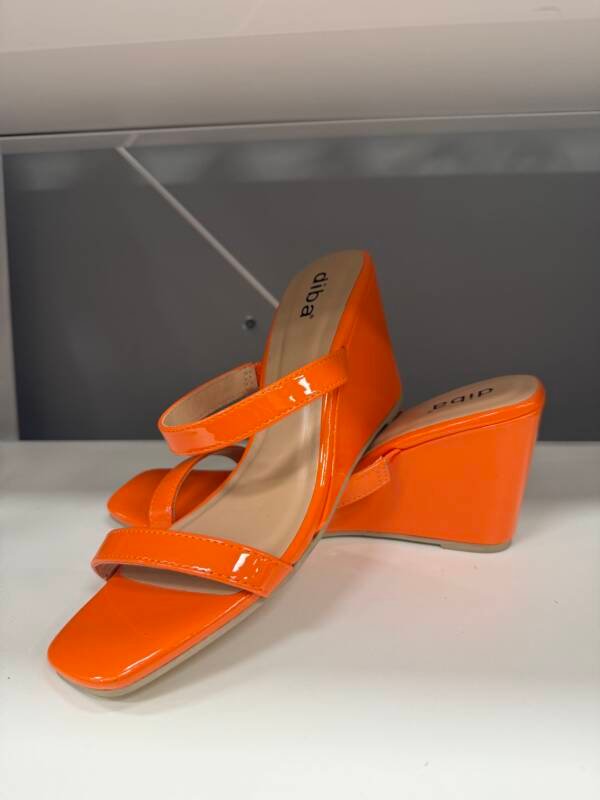 Diba Bright Orange Patent Strappy Heeled Sandals - Image 2