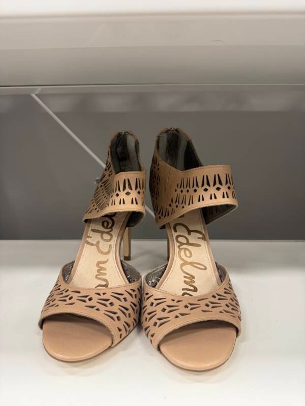Sam Edelman Nude Laser Cut Peep-Toe Heeled Sandals