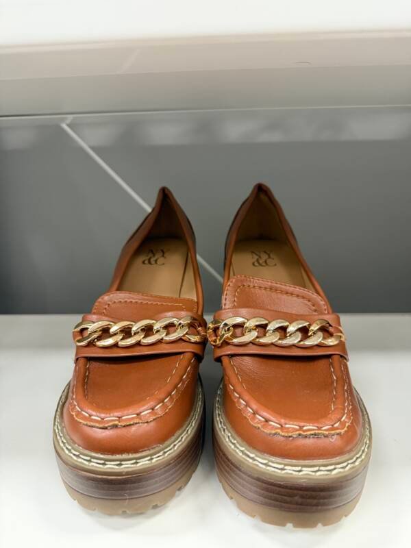 NY&C Tan Platform Chain Loafers