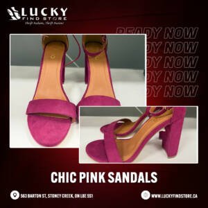 Women's Fuchsia Suede Block-Heel Sandals